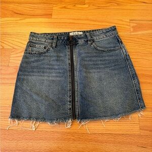 We The Free Blue Denim Mini Skirt